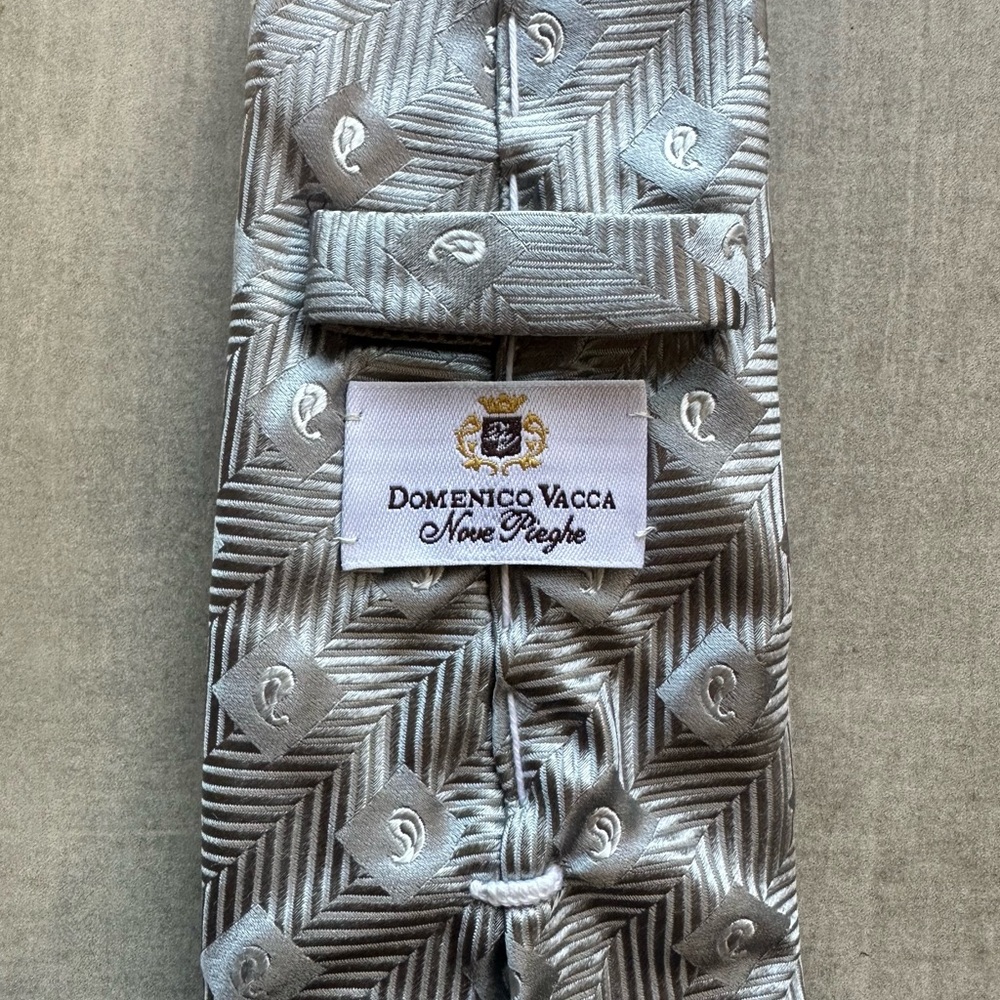 Domenico Vacca “Seven Fold” Silver Silk Tie